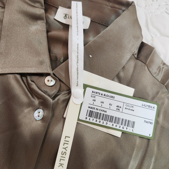 Lilysilk Timeless Silk Charmeuse Shirt Size L - Picture 9 of 11